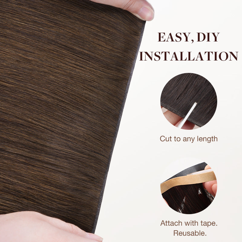 Chocolate Brown (4A) Thick Genius Tape Weft Hair Extensions 100-120g_100% Remy Human Hair.