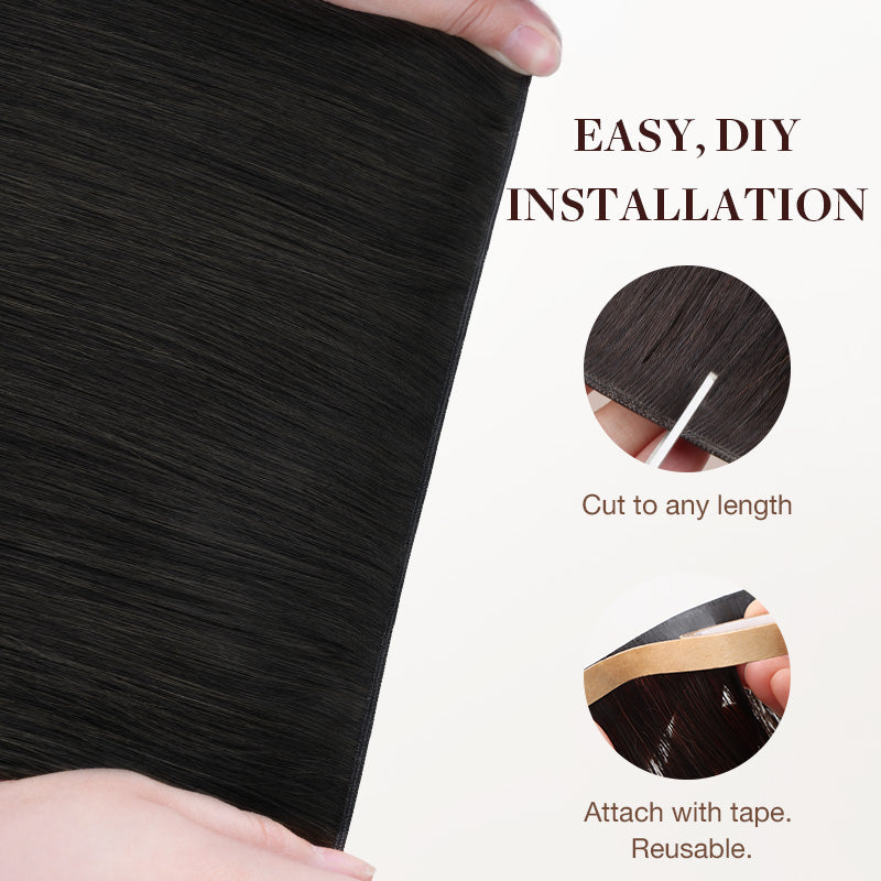 Jet Black (1) Thick Genius Tape Weft Hair Extensions 100-120g_100% Remy Human Hair.