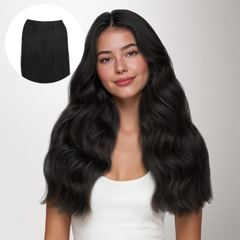 Jet Black (1) Thick Genius Tape Weft Hair Extensions 100-120g_100% Remy Human Hair.