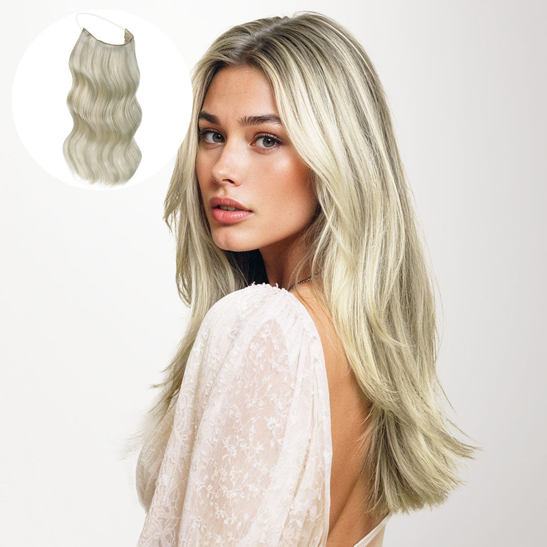Ash Blonde Highlights (17A/60A) Wire Hair Extensions (70g-110g)-100% Remy Human Hair.