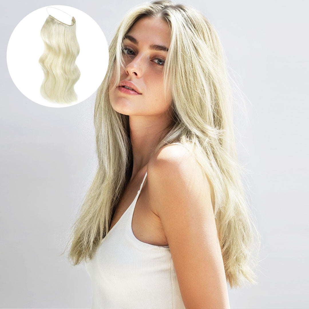 Bleach Blonde (613) Wire Hair Extensions (70g-110g)-100% Remy Human Hair.
