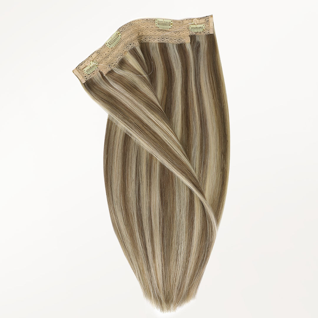 Golden Blonde Highlights (8B/60B) Wire Hair Extensions [Clearance]_100% Remy Human Hair.