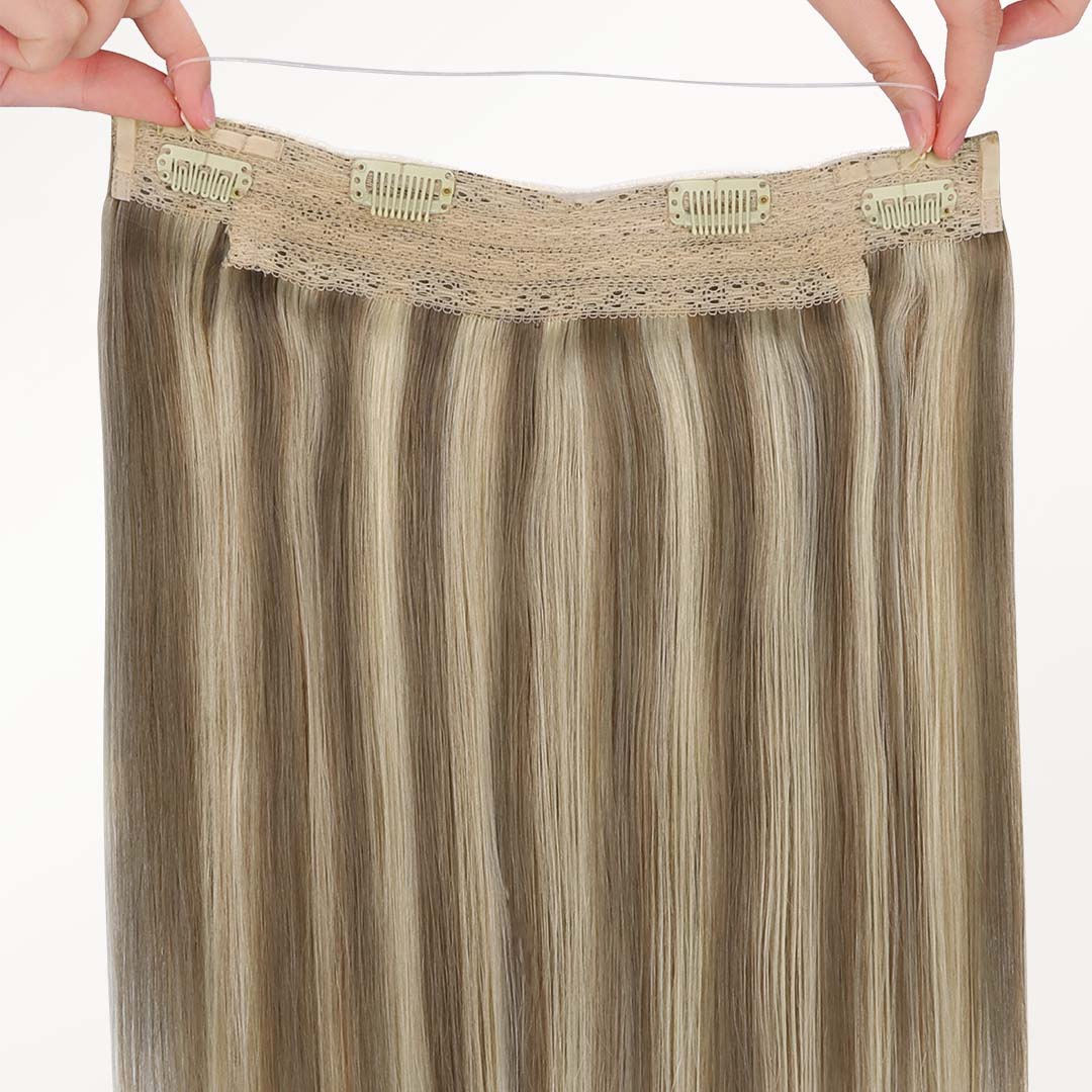 Golden Blonde Highlights (8B/60B) Wire Hair Extensions [Clearance]_100% Remy Human Hair.