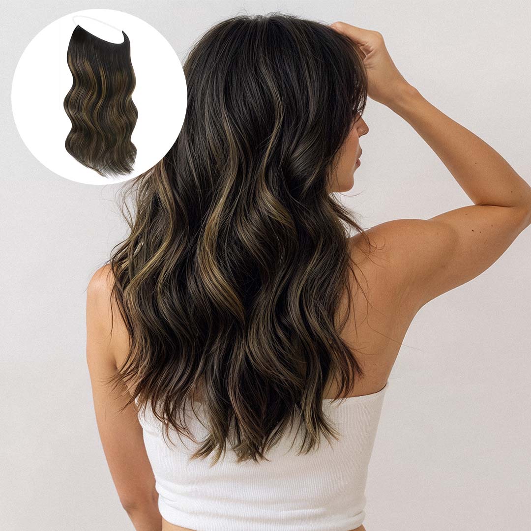 Natural Black Balayage (1B/6/1B) Wire Hair Extensions (70g-110g)-100% Remy Human Hair.