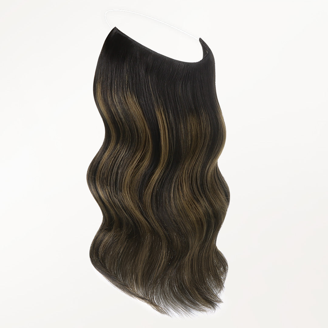 Natural Black Balayage (1B/6/1B) Wire Hair Extensions (70g-110g)-100% Remy Human Hair.