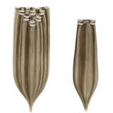 Golden Blonde Highlights (8B/60B) Thick Clip-Ins Set_100% Remy Human Hair.