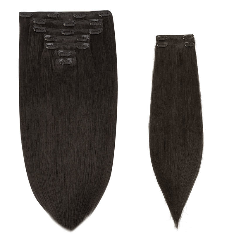 Dark Brown (2) Thick Clip-Ins Set_100% Remy Human Hair.