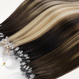 Caramel Blonde Balayage (4/27/4) Micro Link Feather Tip 68g_100% Remy Human Hair.