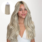 Ash Blonde Highlights (17A/60A) Micro Link Feather Tip 68g_100% Remy Human Hair.