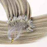 Ash Blonde Highlights (17A/60A) Micro Link Feather Tip 68g_100% Remy Human Hair.