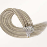 Ash Blonde Highlights (17A/60A) Micro Link Feather Tip 68g_100% Remy Human Hair.