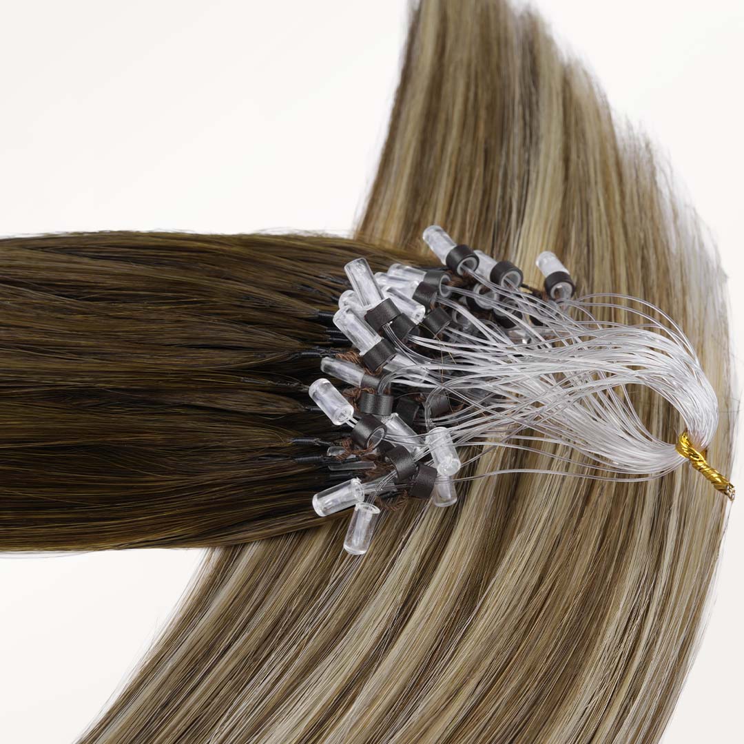 Bleach Blonde Balayage (3/8/613) Micro Link Feather Tip 68g_100% Remy Human Hair.