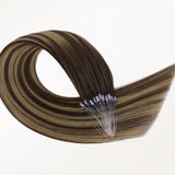 Caramel Blonde Balayage (4/27/4) Micro Link Feather Tip 68g_100% Remy Human Hair.
