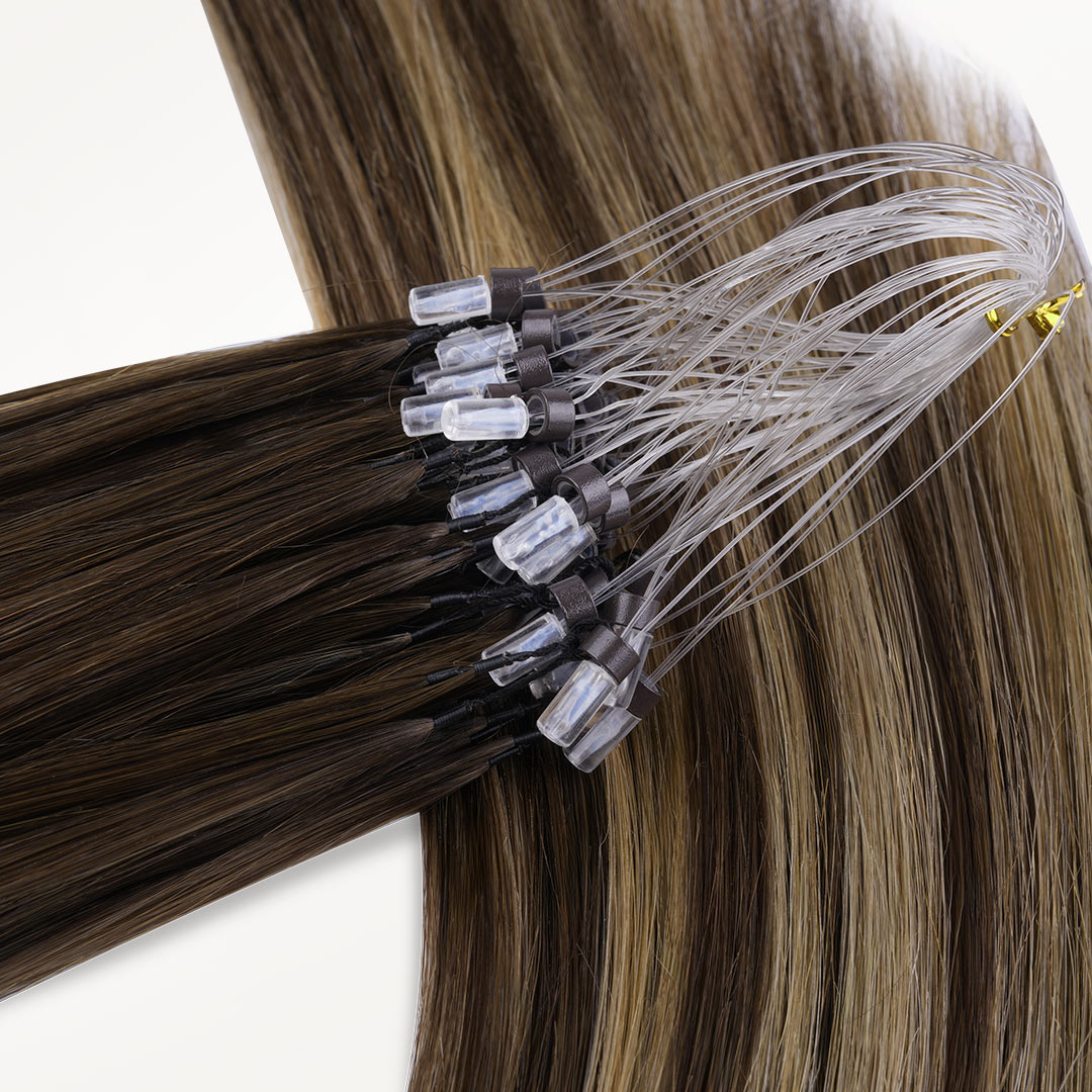 Caramel Blonde Balayage (4/27/4) Micro Link Feather Tip 68g_100% Remy Human Hair.