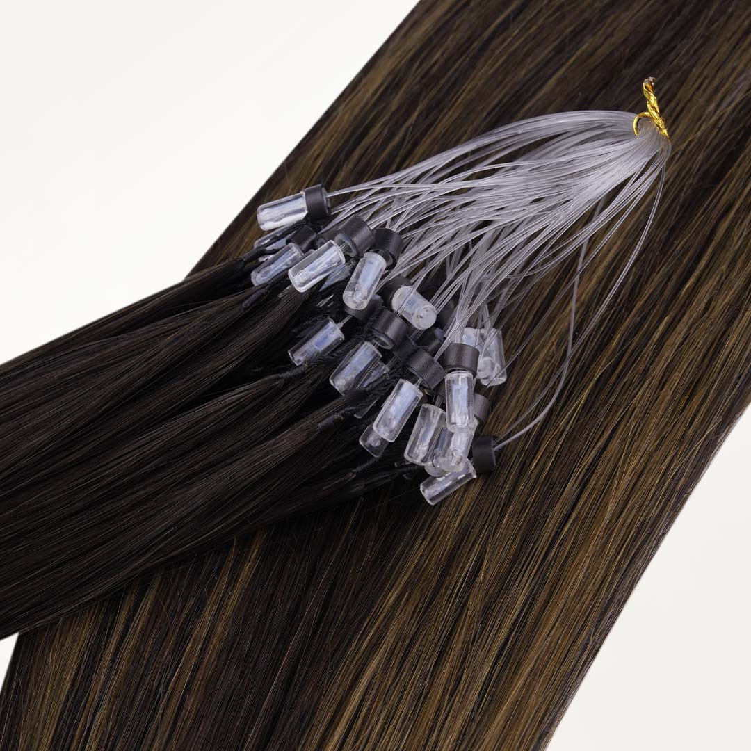 Dark Brown Balayage (2/6/2) Micro Link Feather Tip 68g_100% Remy Human Hair.