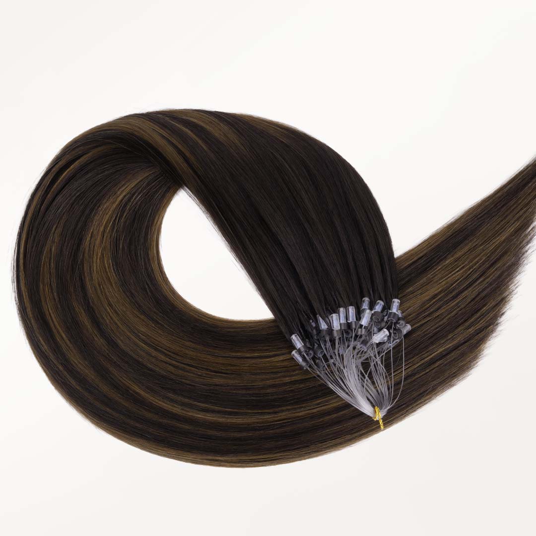 Dark Brown Balayage (2/6/2) Micro Link Feather Tip 68g_100% Remy Human Hair.