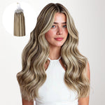Golden Blonde Highlights (8B/60B) Micro Link Feather Tip 68g_100% Remy Human Hair.