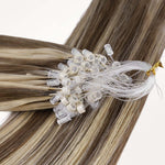 Golden Blonde Highlights (8B/60B) Micro Link Feather Tip 68g_100% Remy Human Hair.