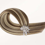 Golden Blonde Highlights (8B/60B) Micro Link Feather Tip 68g_100% Remy Human Hair.