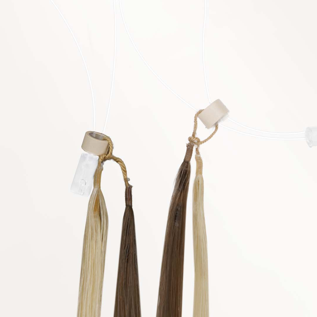 Golden Blonde Highlights (8B/60B) Micro Link Feather Tip 68g_100% Remy Human Hair.