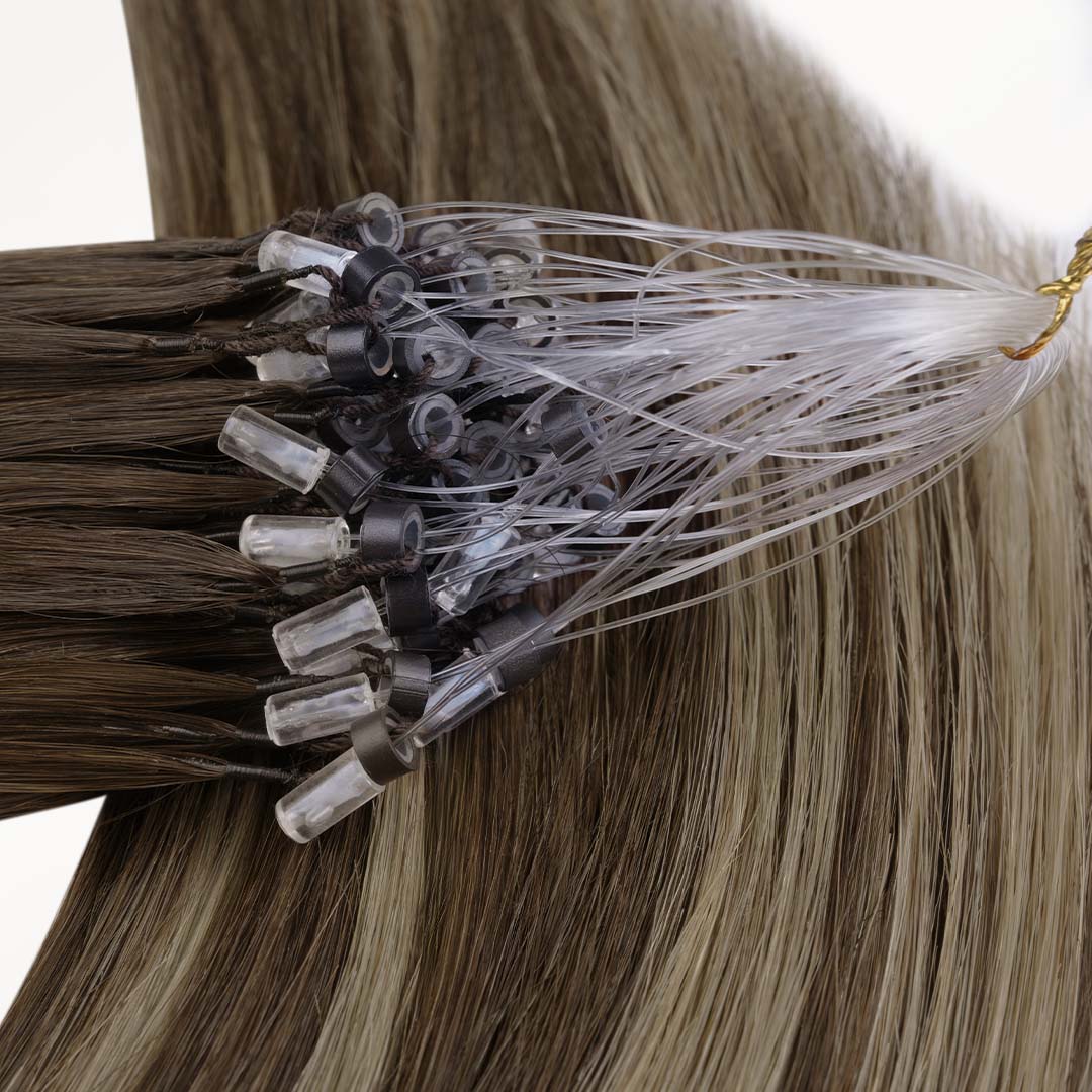 Honey Blonde Balayage (4/26/4) Micro Link Feather Tip 68g_100% Remy Human Hair.