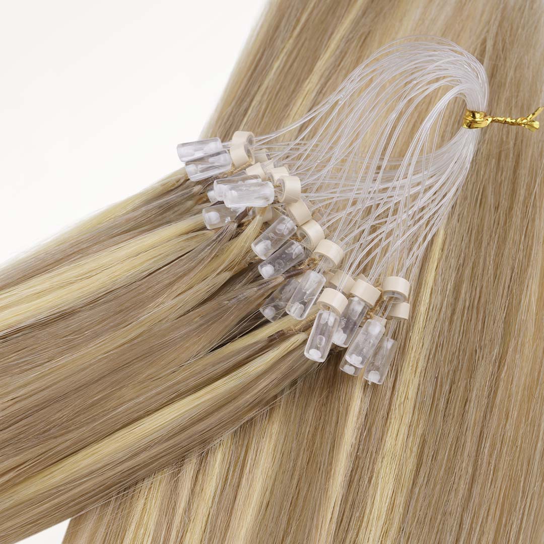 Light Blonde Highlights (16/22A) Micro Link Feather Tip 68g_100% Remy Human Hair.