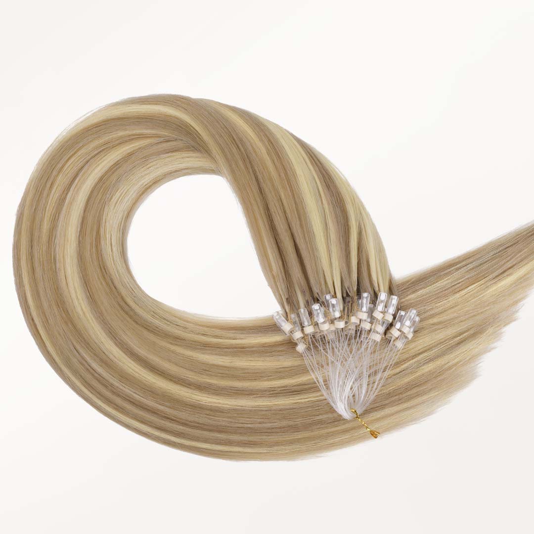 Light Blonde Highlights (16/22A) Micro Link Feather Tip 68g_100% Remy Human Hair.