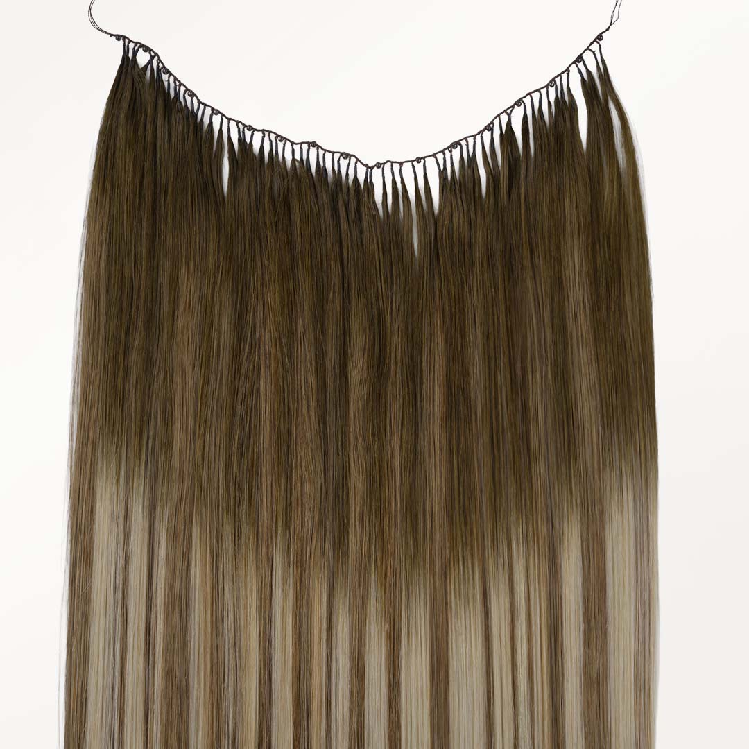 Bleach Blonde Balayage (3/8/613) Feather Weft Hair Extension (50g-60g)_100% Remy Human Hair.