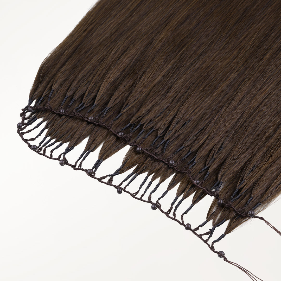 Chocolate Brown (4A) Feather Weft Hair Extension (50g-60g)_100% Remy Human Hair.