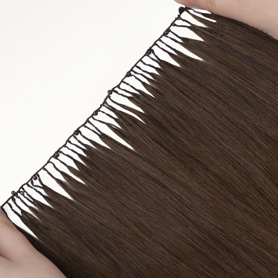 Chocolate Brown (4A) Feather Weft Hair Extension (50g-60g)_100% Remy Human Hair.
