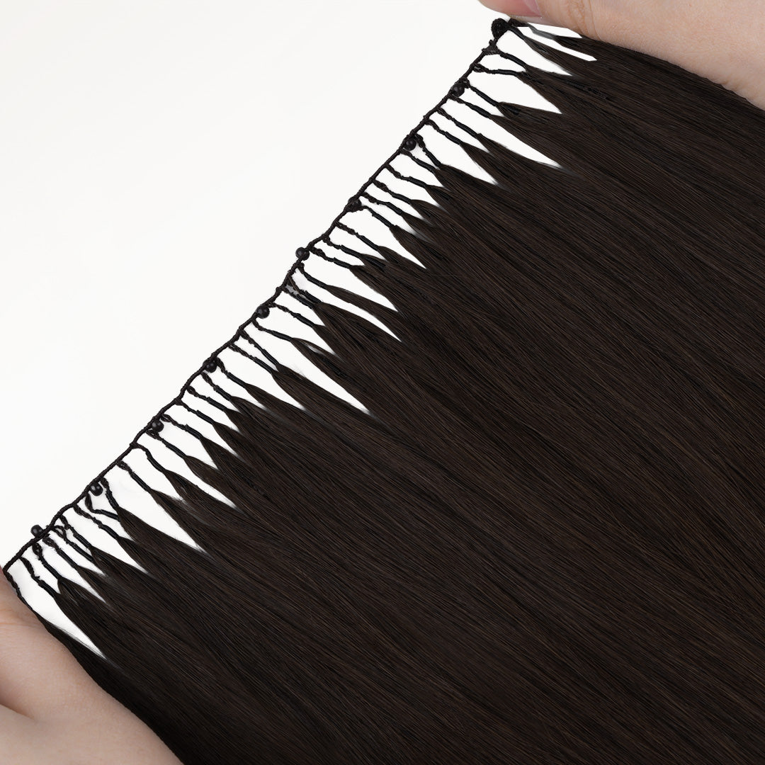 Dark Brown (2) Feather Weft Hair Extension (50g-60g)_100% Remy Human Hair.