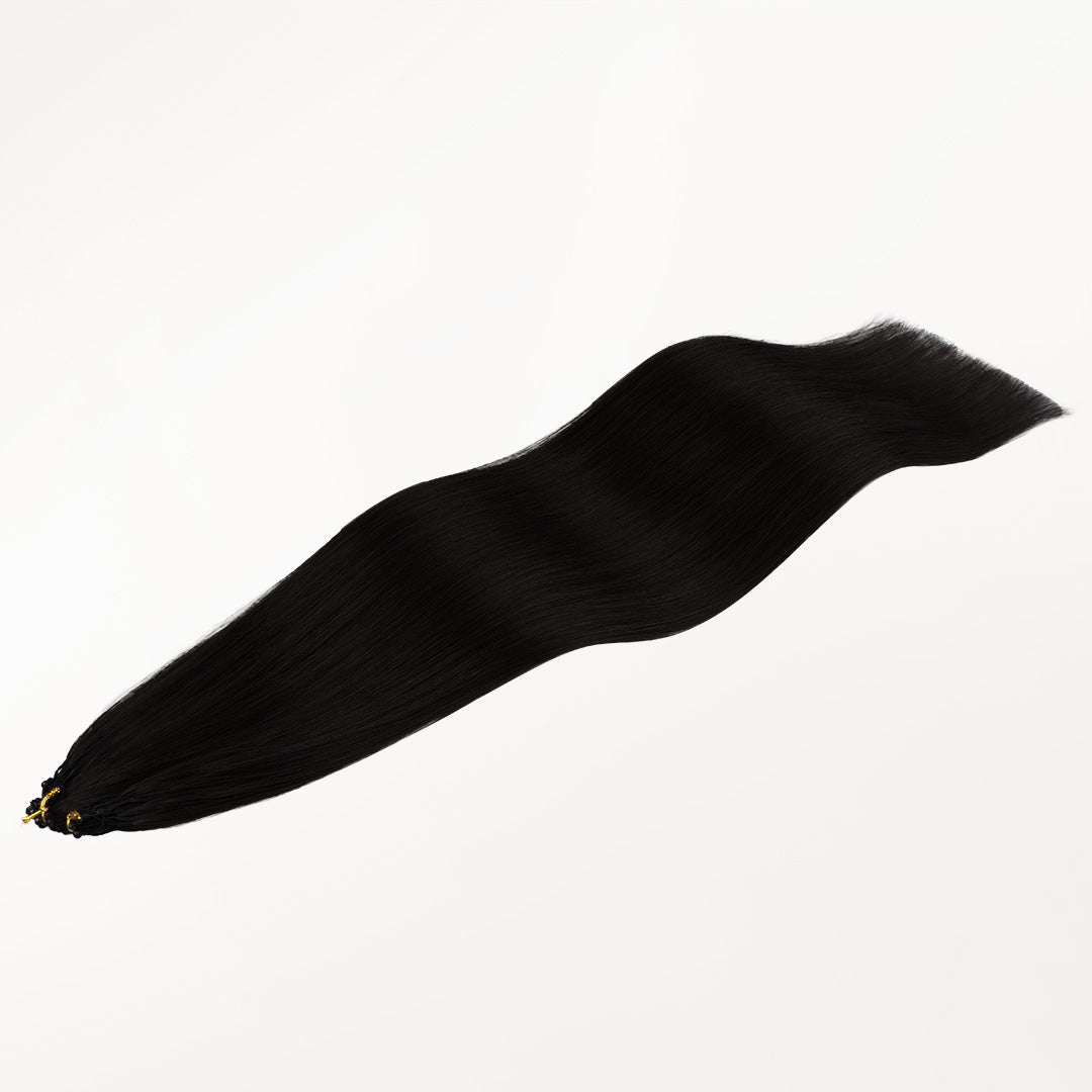 Jet Black (1) Feather Weft Hair Extension (50g-60g)_100% Remy Human Hair.