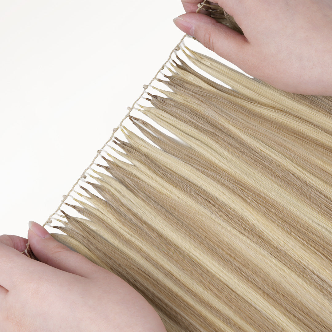 Light Blonde Highlights (16/22A) Feather Weft Hair Extension (50g-60g)_100% Remy Human Hair.