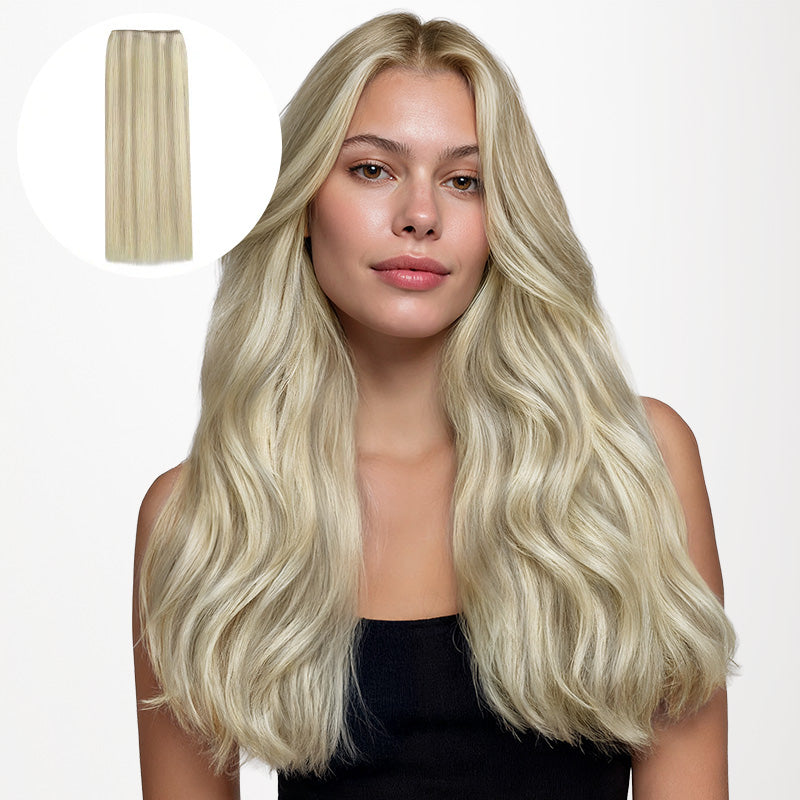 Ash Blonde Highlights (17A/60A) Thick Sew-In Weft Hair Extensions (120g-160g)_100% Remy Human Hair.