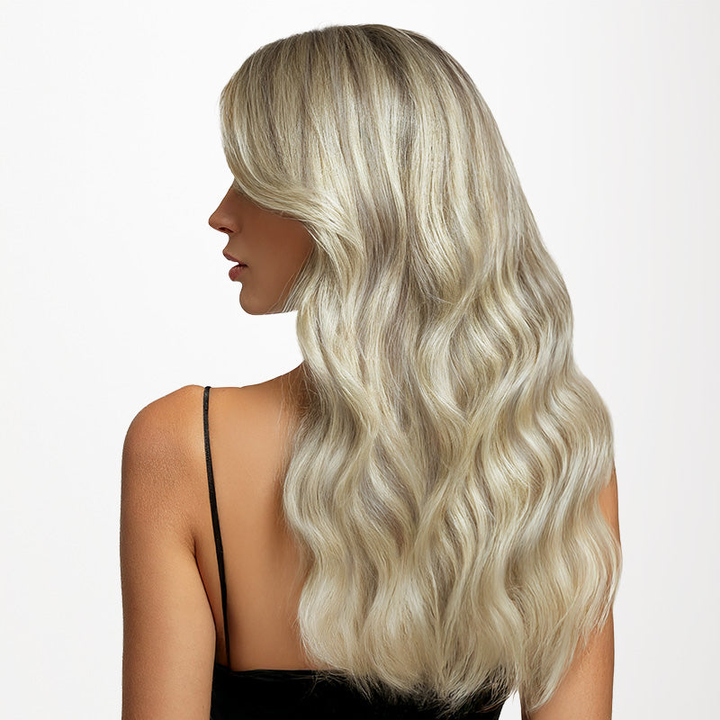 Ash Blonde Highlights (17A/60A) Thick Sew-In Weft Hair Extensions (120g-160g)_100% Remy Human Hair.