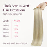 Ash Blonde Highlights (17A/60A) Thick Sew-In Weft Hair Extensions (120g-160g)_100% Remy Human Hair.