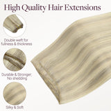 Ash Blonde Highlights (17A/60A) Thick Sew-In Weft Hair Extensions (120g-160g)_100% Remy Human Hair.