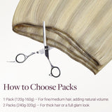 Ash Blonde Highlights (17A/60A) Thick Sew-In Weft Hair Extensions (120g-160g)_100% Remy Human Hair.