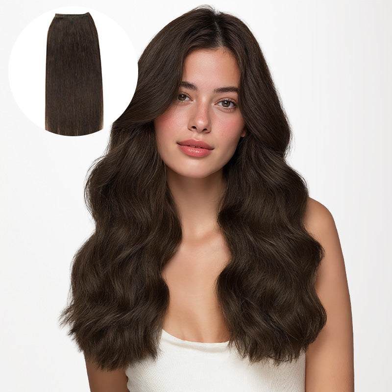 Chocolate Brown (4A) Thick Sew-In Weft Hair Extensions (120g-160g)_100% Remy Human Hair.