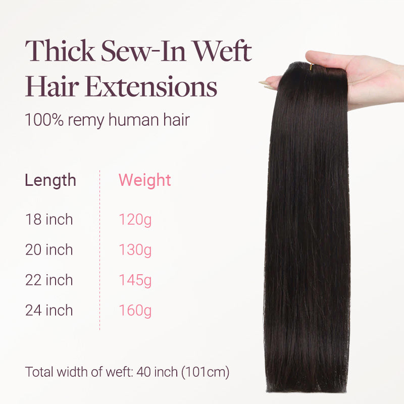 Dark Brown (2) Thick Sew-In Weft Hair Extensions (120g-160g)_100% Remy Human Hair.