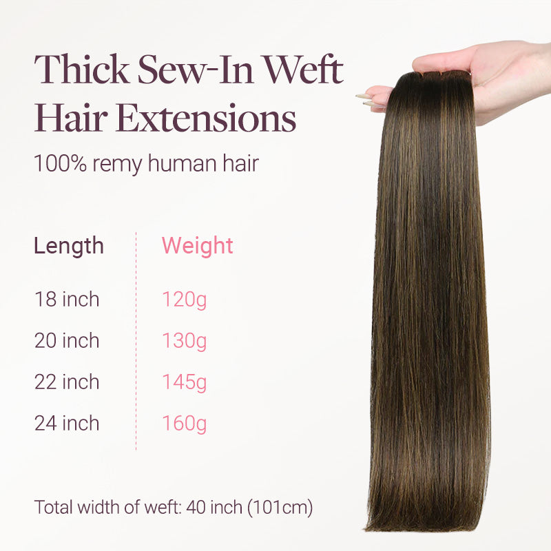 Dark Brown Balayage (2/6/2) Thick Sew-In Weft Hair Extensions (120g-160g)_100% Remy Human Hair.