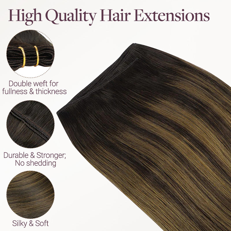 Dark Brown Balayage (2/6/2) Thick Sew-In Weft Hair Extensions (120g-160g)_100% Remy Human Hair.