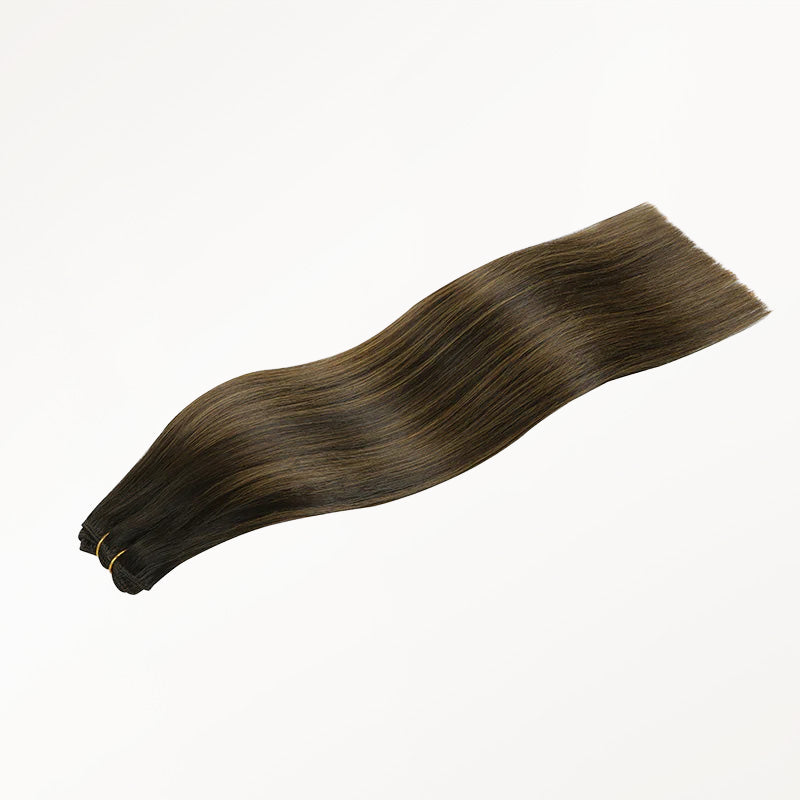 Dark Brown Balayage (2/6/2) Thick Sew-In Weft Hair Extensions (120g-160g)_100% Remy Human Hair.