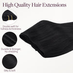 Jet Black (1) Thick Sew-In Weft Hair Extensions (120g-160g)_100% Remy Human Hair.