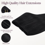 Jet Black (1) Thick Sew-In Weft Hair Extensions (120g-160g)_100% Remy Human Hair.