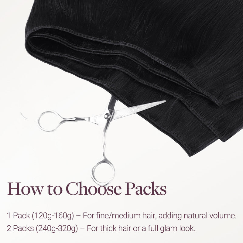Jet Black (1) Thick Sew-In Weft Hair Extensions (120g-160g)_100% Remy Human Hair.