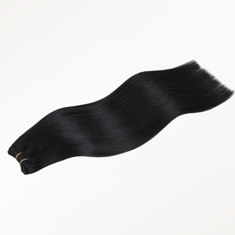 Jet Black (1) Thick Sew-In Weft Hair Extensions (120g-160g)_100% Remy Human Hair.