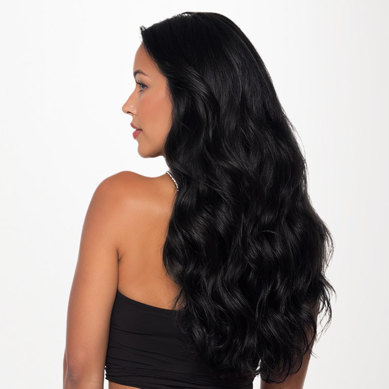 Jet Black (1) Thick Sew-In Weft Hair Extensions (120g-160g)_100% Remy Human Hair.