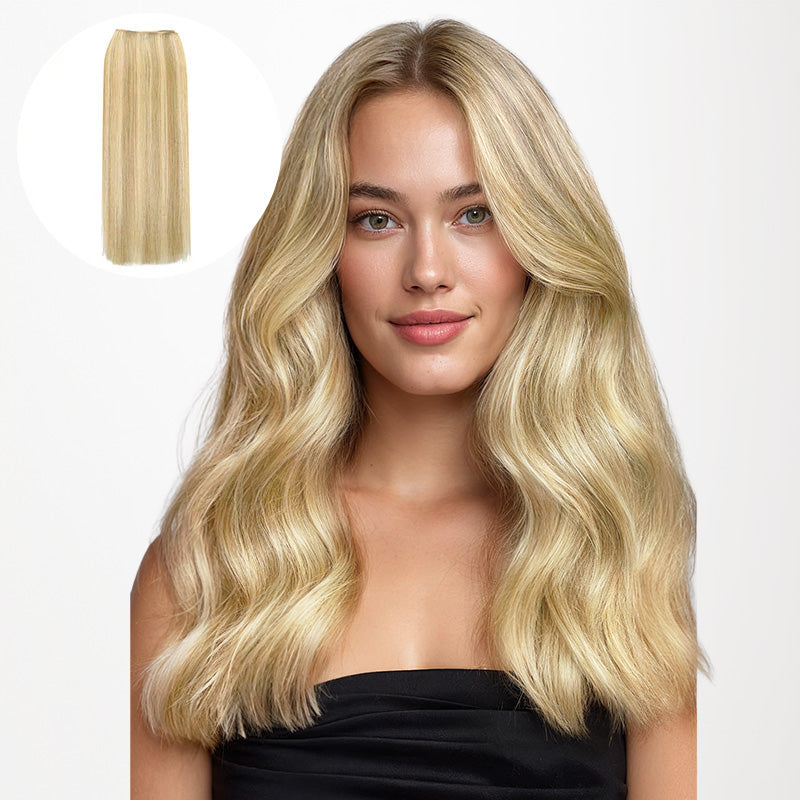 Light Blonde Highlights (16/22A) Thick Sew-In Weft Hair Extensions (120g-160g)_100% Remy Human Hair.