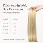 Light Blonde Highlights (16/22A) Thick Sew-In Weft Hair Extensions (120g-160g)_100% Remy Human Hair.